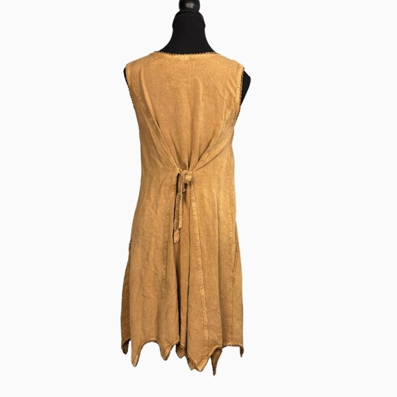 Boho Fairy Embroidered Dress Viscose Festival Tunic Asymmetrical Hem - Picture 3 of 7